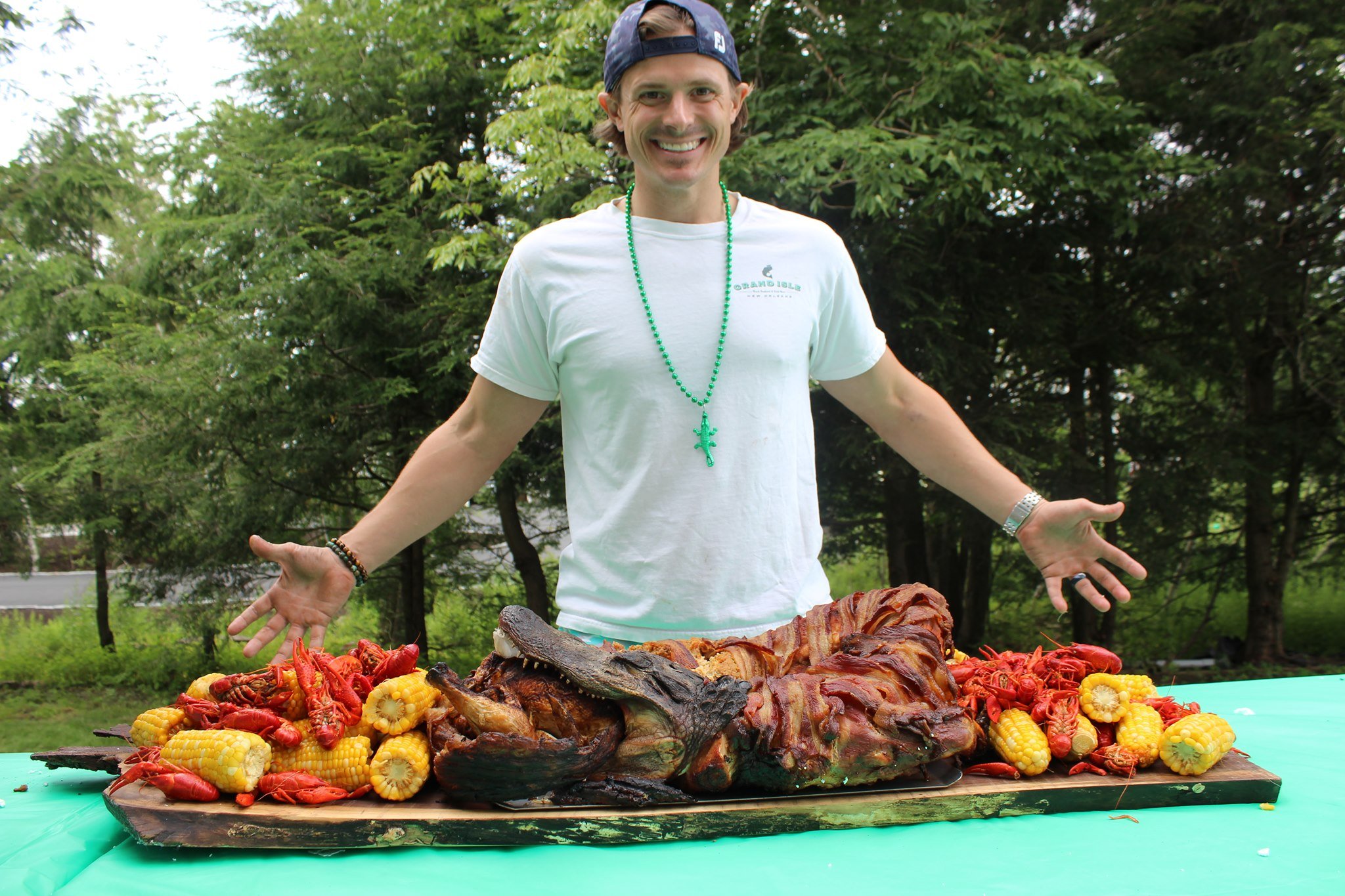 Bacon-wrapped Gator on the Traeger Pellet Grill - Chris Calvey