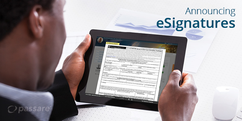 man holding tablet to electronically sign document